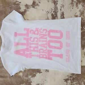 HTF Pink VS "All This And Brains Too" T-shirt. Size: M